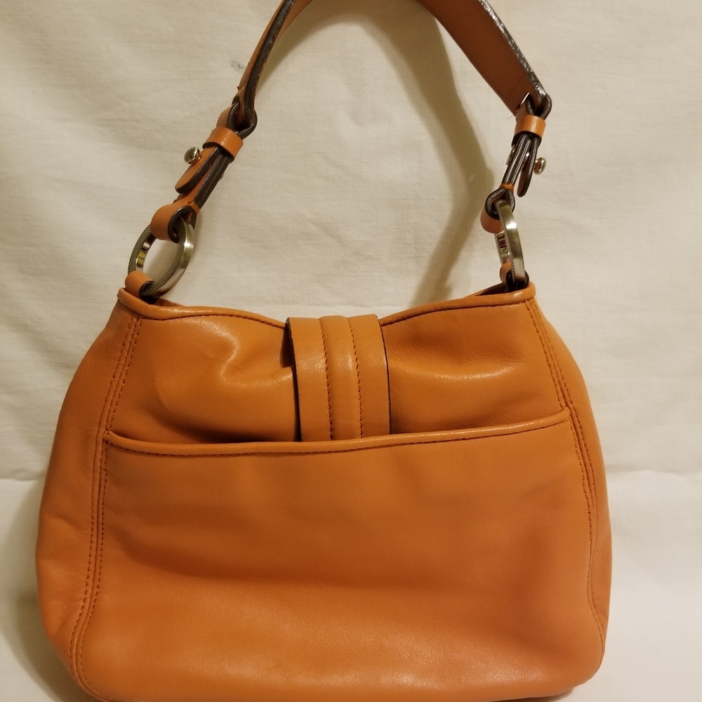 ANN TAYLOR Purse Orange Leather Hobo - Picture 2 of 9